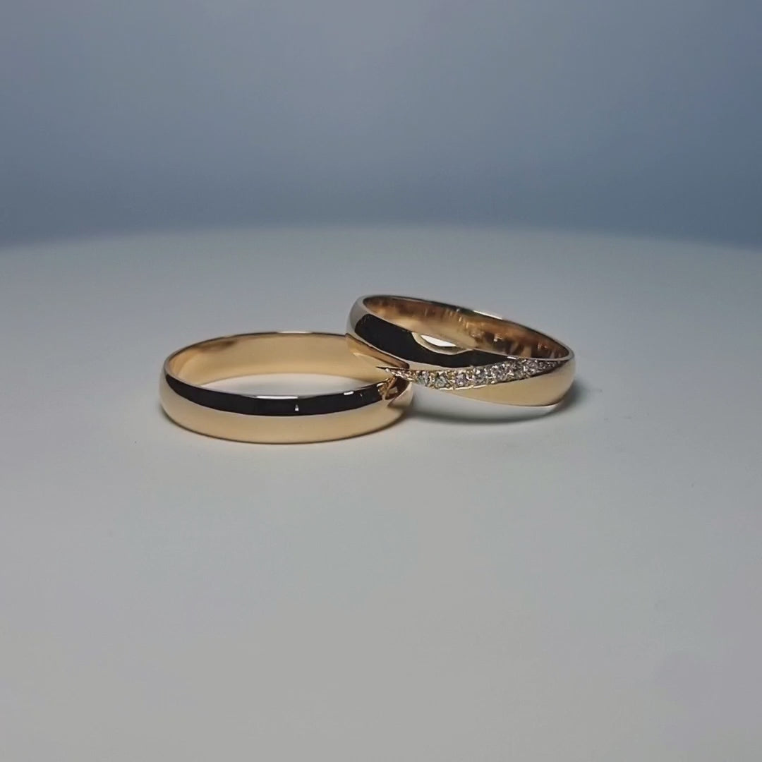 QATARI: Argollas de Matrimonio en Oro Rosado 18kilates  + 6 brillantes de 1 mm diagonales