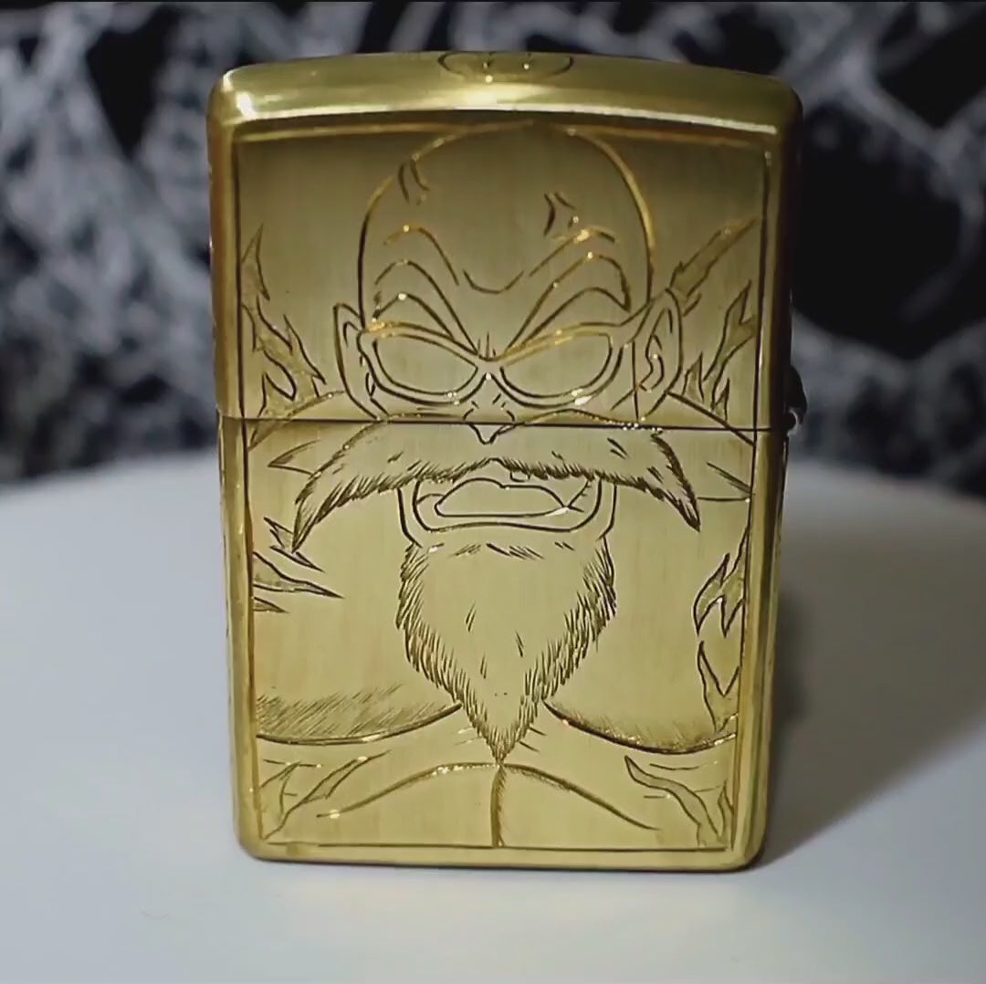 Encendedor Zippo, grabado a mano Goku y Maestro Roshi Dragon ball Z
